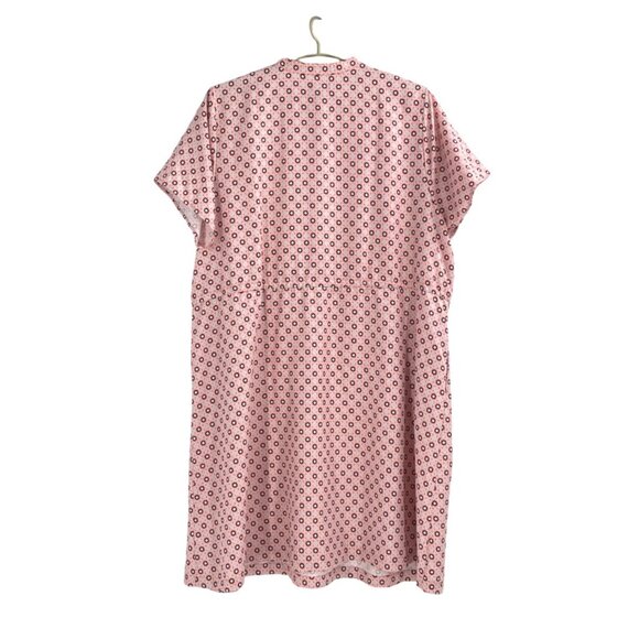 Lands' End Womens Plus 3X Button Front Short Sleeve House Dress Pink Floral - Picture 2 of 9